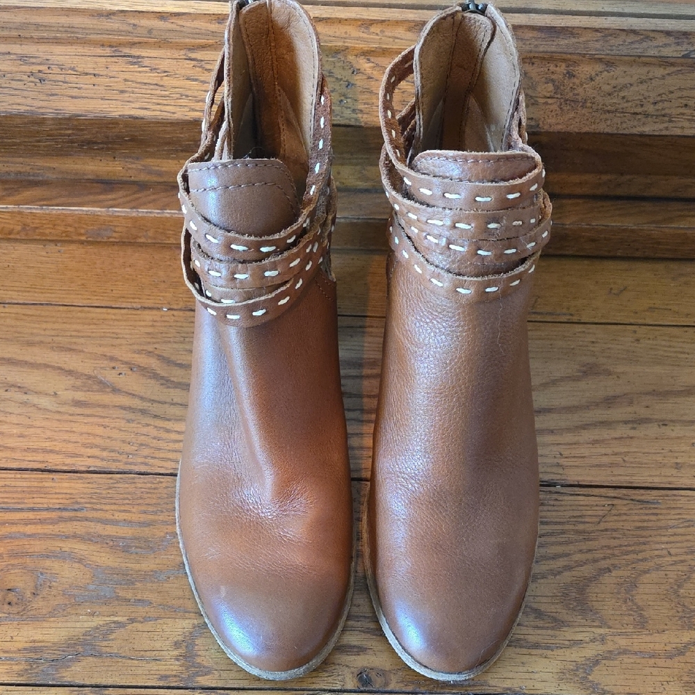 Frye Tan Leather Ankle Booties